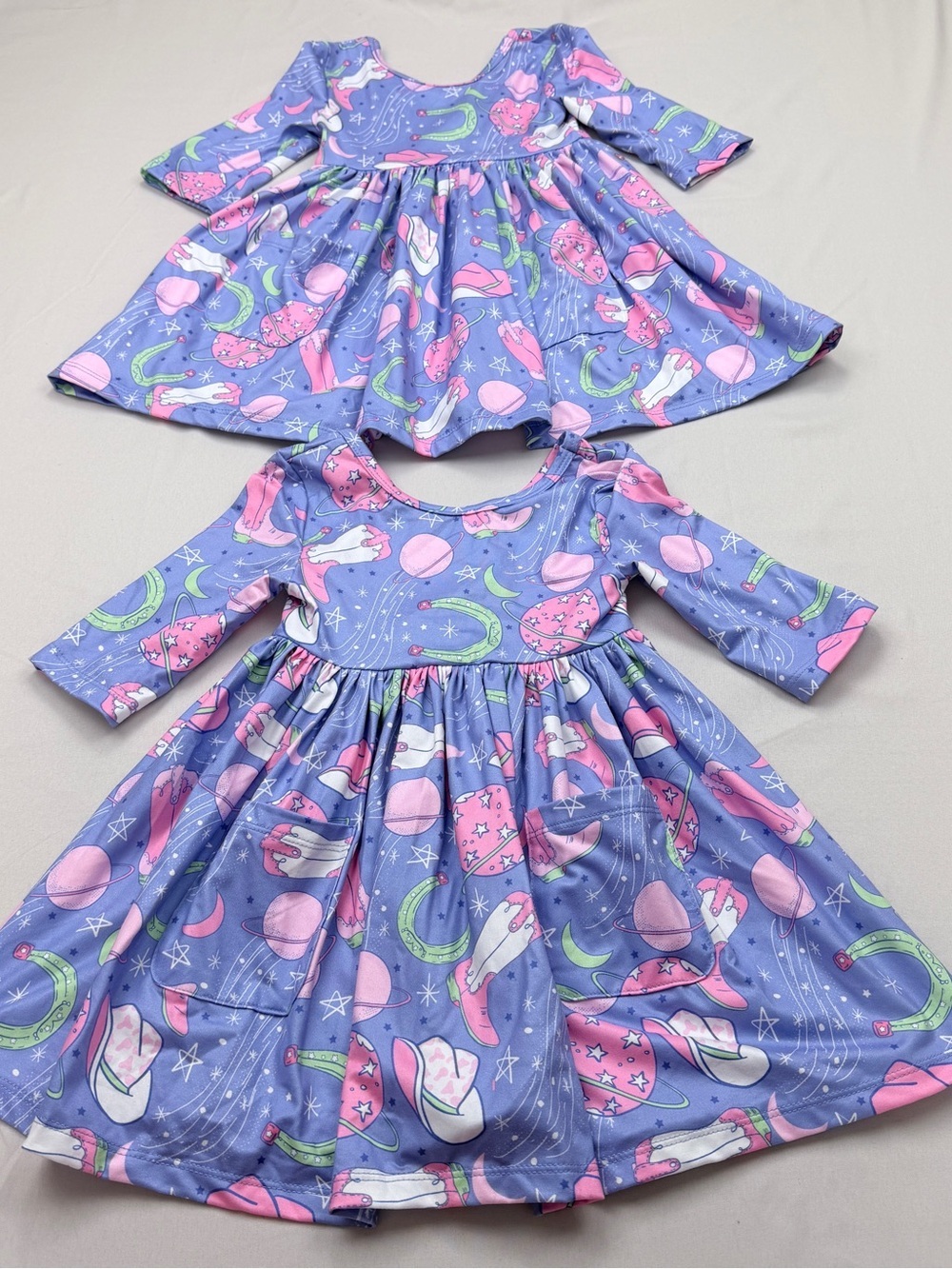 Mila & Rose Girls' Purple Long-Sleeve Dresses. Set of 2 (Twins)